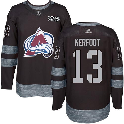 Adidas Avalanche #13 Alexander Kerfoot Black 1917-100th Anniversary Stitched NHL Jersey - Click Image to Close